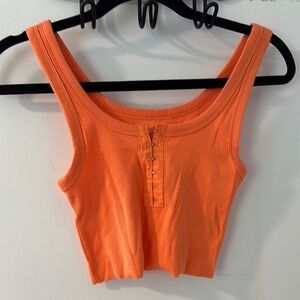 Aerie Orange Ribbed cropped Tank Top